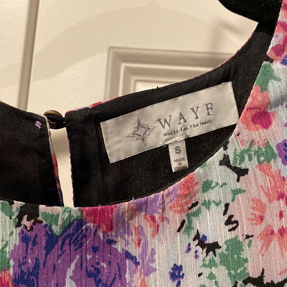 Wayf Long Sleeve Floral Print Mini Dress. Size S. Purple/Pink. Batwing Sleeve. - Picture 6 of 9